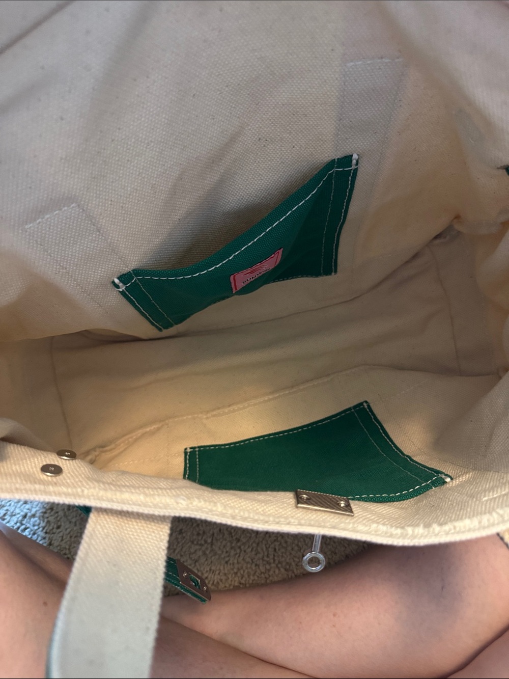 Brand NEW—Canvas Tote “Boatkin” Bag with Green Trim - NWT (LG) - Picture 2 of 7